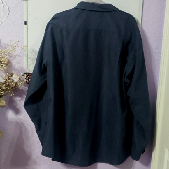 Vintage BRANDINI Men's Navy Blue Button Up Collared Long Sleeved Dress Shirt - Picture 4 of 8